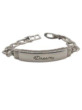 Brighton ID Bracelet Silver Plated Dream Inspirational 7" Chain Etched Stackable